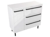 Szafki łazienkowe - Szafka Stojąca Z Blatem ATH 90 cm D Prawa - Biały Wysoki Połysk - Uchwyty Czarne Matowe - miniaturka - grafika 1