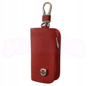 SKÓRZANE ETUI na klucze VOLVO logo KLUCZYK samochodowy ELEGANCKI czerwony - Etui na klucze - miniaturka - grafika 1