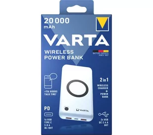 VARTA Wireless 20000mAh PASS THROUGH 2xUSB USB-C 20W - Powerbanki - miniaturka - grafika 1