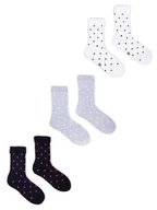 Skarpetki damskie - Skarpety dziewczęce bawełniane frotte w kropki 3PAK 27-30 YOCLUB - miniaturka - grafika 1