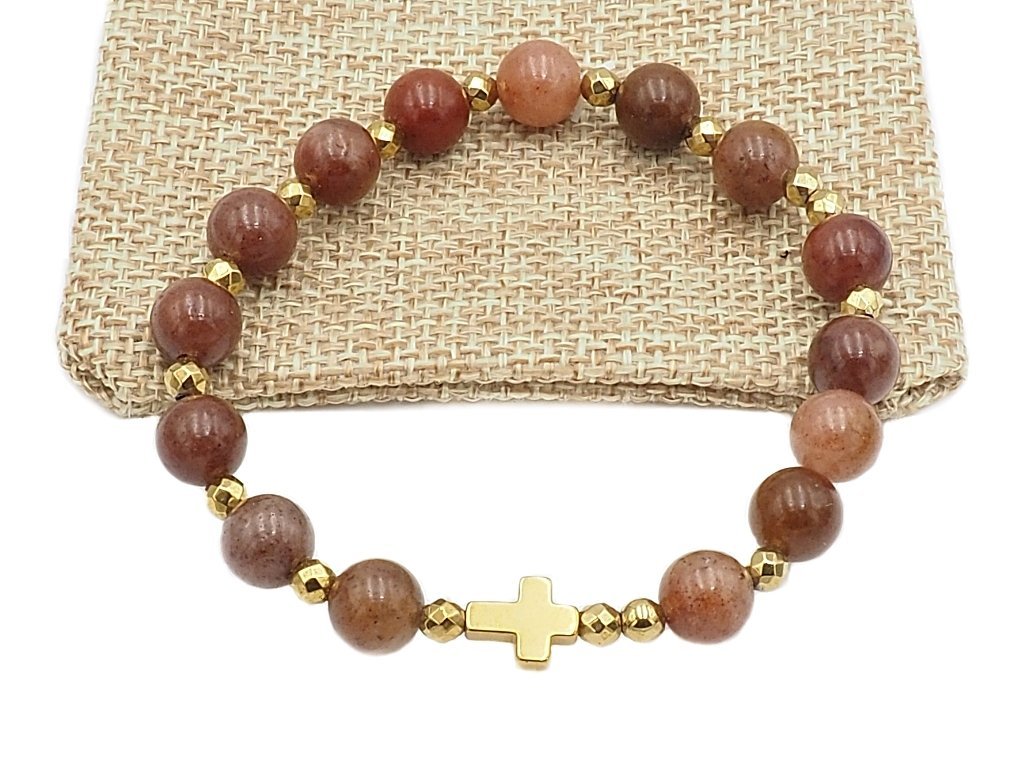 Bransoletka różaniec na rękę awenturyn brązowy sakwa