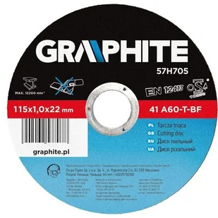 Graphite Tarcza tnąca do metalu 115x1x22mm 57H705 - Materiały ścierne - miniaturka - grafika 1