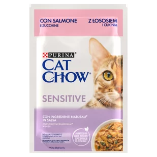 CAT CHOW Sensitive Karma dla kotów z łososiem i cukinią w sosie 26x85g - Mokra karma dla kotów - miniaturka - grafika 2