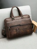 Torby męskie - OUTLET Torba męska skórzana brązowa Na laptopa Na ramię Biznesowa Z01 - miniaturka - grafika 1