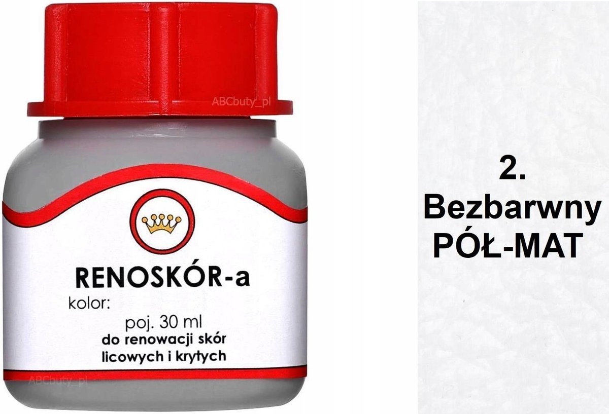 G10-01 BEZBARWNY PÓŁ-MAT 2 RENOSKÓR FARBA DO BUTÓW WILBRA DO SKÓRY + LAKIER