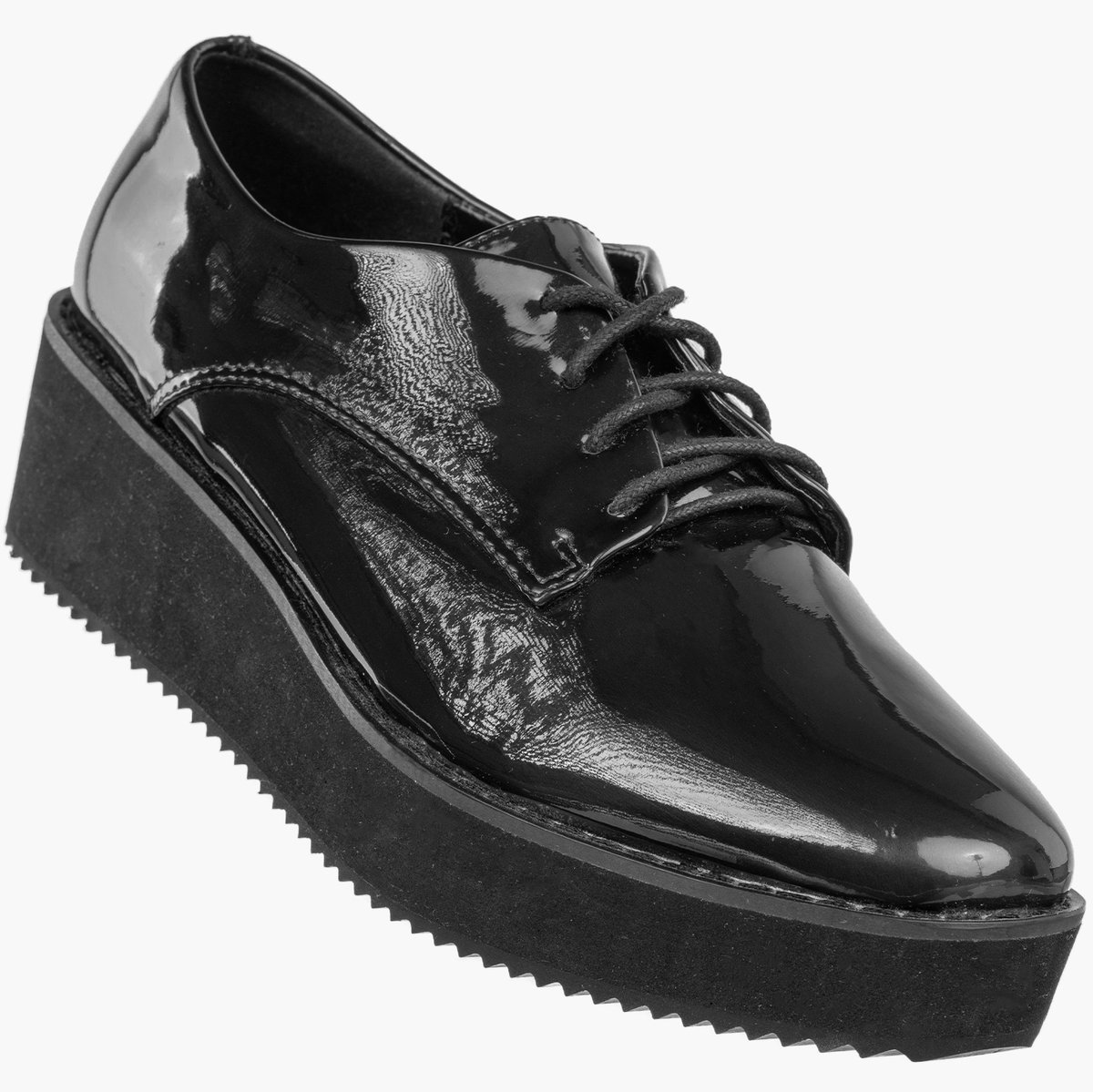 Półbuty Damskie Ekoskóra Buty Na Platformie Eleganckie Klasyczne Czarne Czarny 38