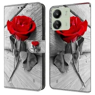 Etui i futerały do telefonów - Kompatybilny z etui na telefon Xiaomi Redmi 13C / Poco C65 4G Skóra PU 3D Wzór Flip Folio Cover Różowy - miniaturka - grafika 1