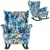 Fotele - Fotel uszak bujany print turkusy salon sypialnia - miniaturka - grafika 1