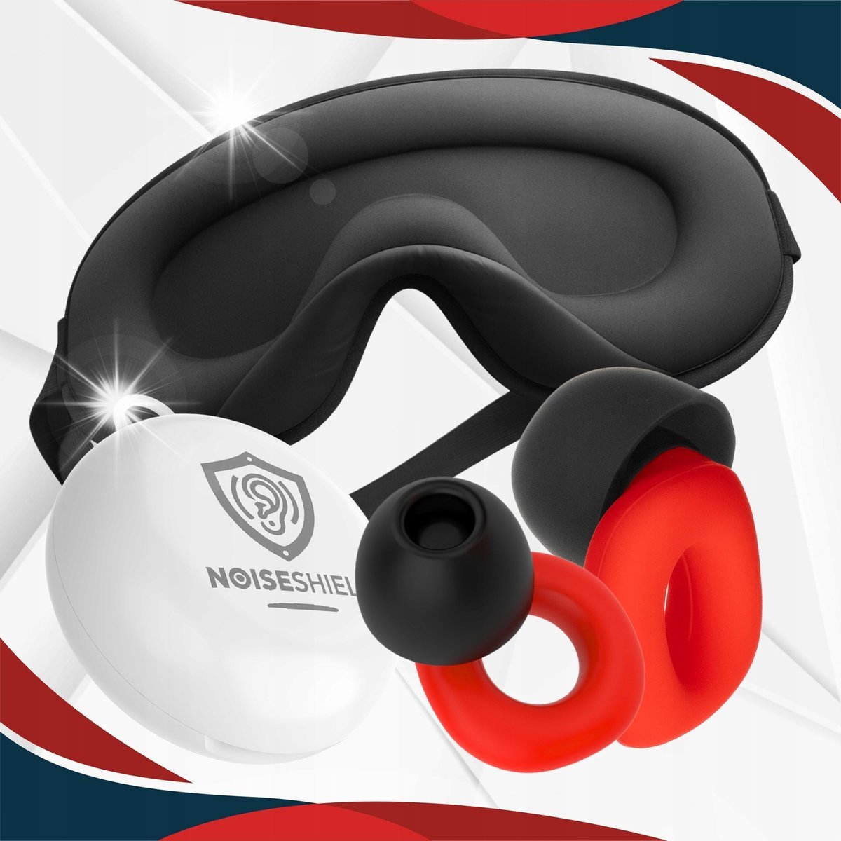 Opaska na oczy 3D zaciemniająca + Zatyczki do uszu silikonowe wielorazowe
