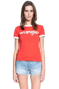 DAMSKI T-SHIRT WRANGLER SS RINGER TEE BITTERSWEET RED W7Z3EVXBO 112132167 - Wrangler - Koszulki i topy damskie - miniaturka - grafika 1