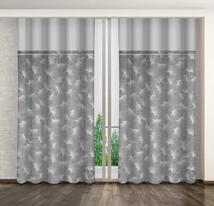 Zasłona gotowa na żabki, 140x270, szara w liście, ZMHB-05 - Zasłony - miniaturka - grafika 1