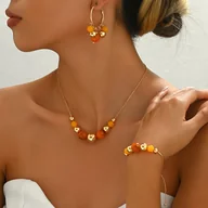 Inne - TEMU 4 szt. Nowy Zestaw Bransoletek, Naszyjników i Kolczyków dla Kobiet – Vintage Boho Biżuteria z Koralikami Regulowana Lekka Idealny na Prezent lub - miniaturka - grafika 1