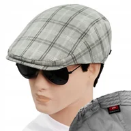 Czapki męskie - KASZKIET Męski Bawełniany na Lato Czapka w Kratę Casual SZARY Pako Jeans - miniaturka - grafika 1