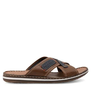 Klapki Rieker 21061-25 Brązowy - Klapki i japonki męskie - miniaturka - grafika 1