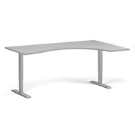 Stoły i stoliki do biura - Stół z regulacją wysokości, 2 silniki, 745 - 1215 mm, ergonomiczny prawy, blat 1800 x 1200 mm, podstawa szara, szary - miniaturka - grafika 1