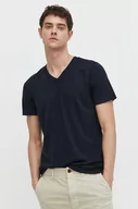 Koszulki męskie - Superdry t-shirt bawełniany męski kolor granatowy gładki - miniaturka - grafika 1
