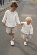 Bluzki dla chłopców - Koszula lniana oversize off white - miniaturka - grafika 1