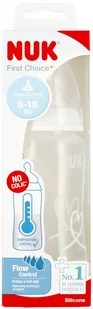 NUK Butelka z wskaźnikiem temp. 300 ml 6-18m First Choice  biała - Butelki dla niemowląt - miniaturka - grafika 1