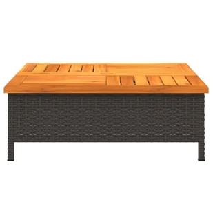 Stolik ogrodowy, czarny, 70x70x25 cm, rattan i drewno akacjowe Lumarko! - Stoły ogrodowe - miniaturka - grafika 6