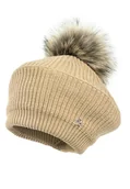 Czapki dla dzieci - Beret dla dziewczynki na zimę NIFA z pomponem karmel - miniaturka - grafika 1