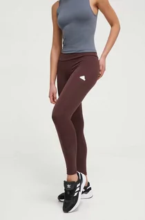 Legginsy - adidas legginsy damskie kolor brązowy gładkie - grafika 1