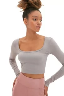 Trendyol Damska odzież sportowa dopasowana bodycon kwadratowy kołnierz dzianinowa bluzka, jasny fiolet, XS - Body - miniaturka - grafika 1