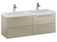 Szafki łazienkowe - Szafka Wisząca Z Umywalką RON 120 cm DUO - Cappuccino Mat - Uchwyty Chromowane - miniaturka - grafika 1