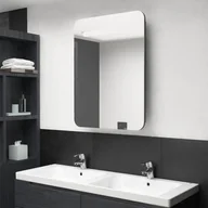 Szafki łazienkowe - vidaXL Szafka łazienkowa z lustrem LED szara z połyskiem 60x11x80 cm 326506 - miniaturka - grafika 1