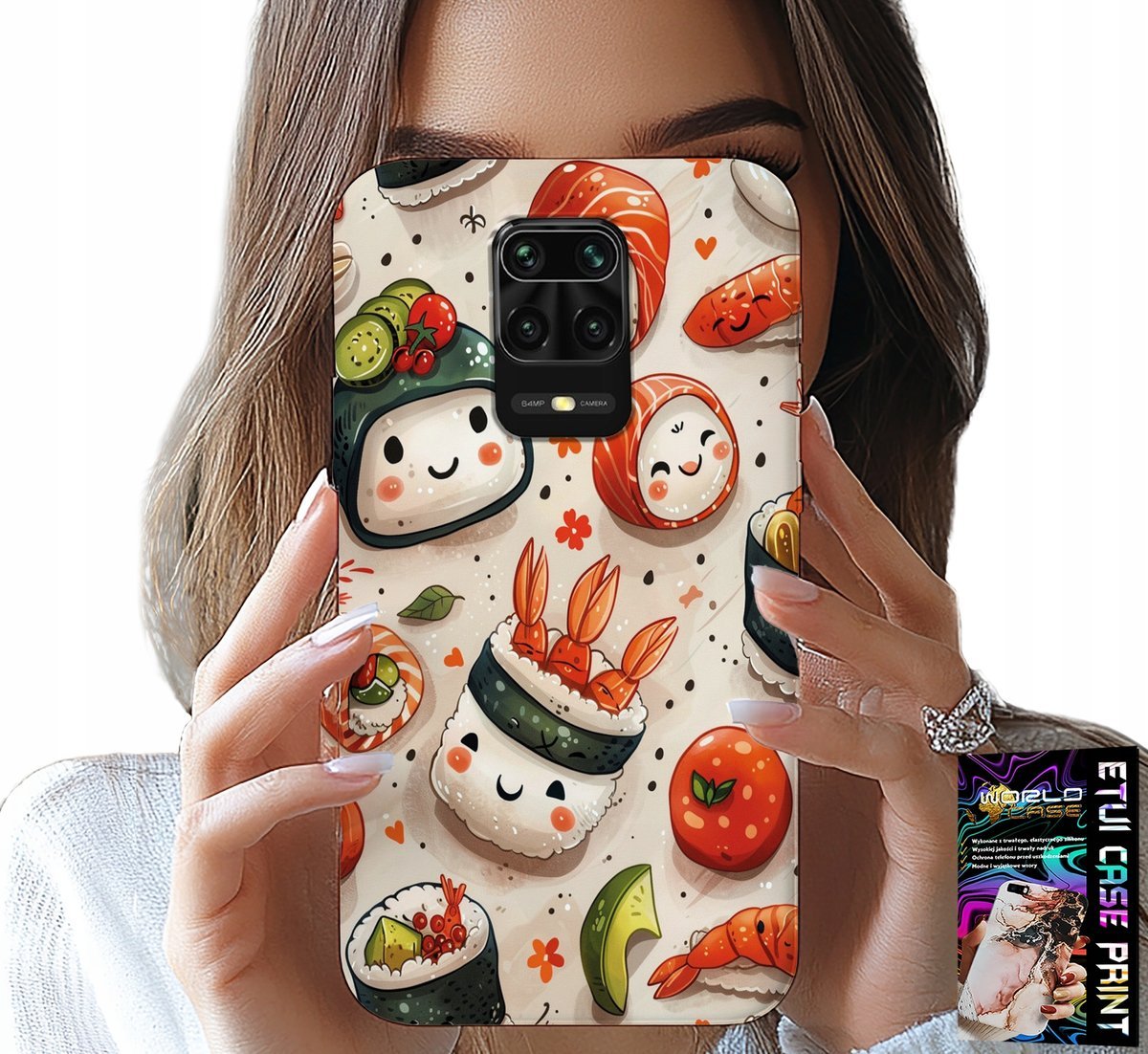 ETUI DO XIAOMI NOTE 9 PRO / 9S - SŁODKIE UŚMIECHNIĘTE SUSHI OBUDOWA CASE