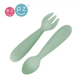 EZPZ Komplet silikonowych sztućców Mini Utensils pastelowa zieleń - Sztućce dla dzieci - miniaturka - grafika 1
