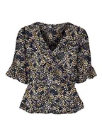 Koszulki i topy damskie - VERO MODA Women's VMDORA Kaya 2/4 WRAP WVN GA Top, Navy Blazer/AOP:Dora, L, Granatowy blezer/Aop:dora, L - miniaturka - grafika 1