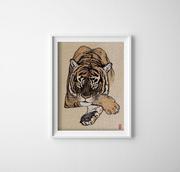 Plakaty - Plakatyw  stylu retro Tygrys autorstwa Yoshidy Toshi - miniaturka - grafika 1