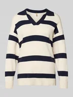 Swetry damskie - Sweter z dzianiny z dekoltem w serek model ‘KANITA’ - miniaturka - grafika 1