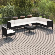 Meble ogrodowe - vidaXL 9-cz zestaw wypoczynkowy do ogrodu poduszki czarny rattan PE 3094445 - miniaturka - grafika 1