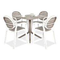 Meble ogrodowe - Meble Nardi PALMA/CLIP 4+1 Bianco Tortora - miniaturka - grafika 1
