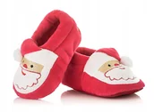 Buty dla dziewczynek - Świąteczne buciki niemowlęce z mikołajem – 0-6 m. - miniaturka - grafika 1