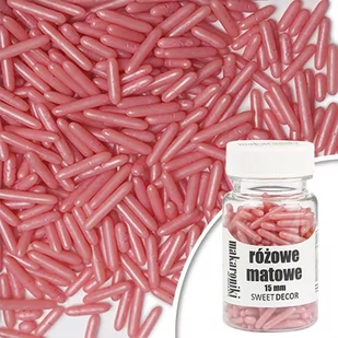 Posypka cukrowa MAKARONIKI matowe RÓŻOWE Sweet Decor, 40 g - Dodatki do ciast w proszku - miniaturka - grafika 1