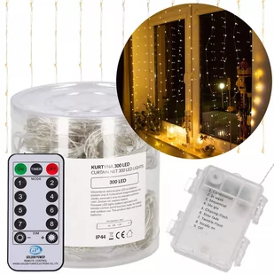 Kurtyna świetlna 300 Led biały ciepły lampki wewnętrzno-zewnętrzne CL0183 - Oświetlenie świąteczne - miniaturka - grafika 1