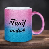 Kubki - Błękitno-różowy kubek GLITTER z Twoim nadrukiem - miniaturka - grafika 1
