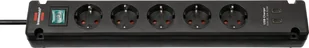 Brennenstuhl 1150660415 rozgałęziacz 3 m 5 x gniazdo sieciowe  Czarny - Przedłużacze i rozgałęźniki - miniaturka - grafika 1