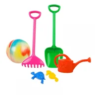 Zabawki do piasku - KOLOROWY KZESTAW PLAŻOWY Z PIŁKĄ - miniaturka - grafika 1