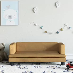 vidaXL Sofa dla dzieci, brązowa, 80x45x30 cm, aksamit - Meble do sypialni - miniaturka - grafika 1