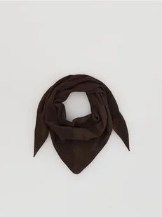 Reserved - Zamszowa bandana - ciemnobrązowy - Czapki damskie - miniaturka - grafika 1