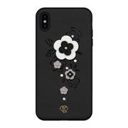 Etui i futerały do telefonów - Kingxbar Petal etui ozdobione oryginalnymi Kryształami Swarovskiego iPhone XS / iPhone X czarny - Czarny - miniaturka - grafika 1