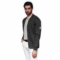 Bluzy męskie - Bluza męska dresowa bomberka bawełniana czarna Ombre OM-SSZP-0215 V5 r. L - miniaturka - grafika 1