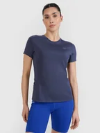 Koszulki sportowe damskie - 4F Koszulka do biegania w terenie regular damska - szara L - miniaturka - grafika 1