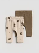 Spodenki dla niemowląt - Reserved - Bawełniane spodnie 2 pack - brązowy - miniaturka - grafika 1