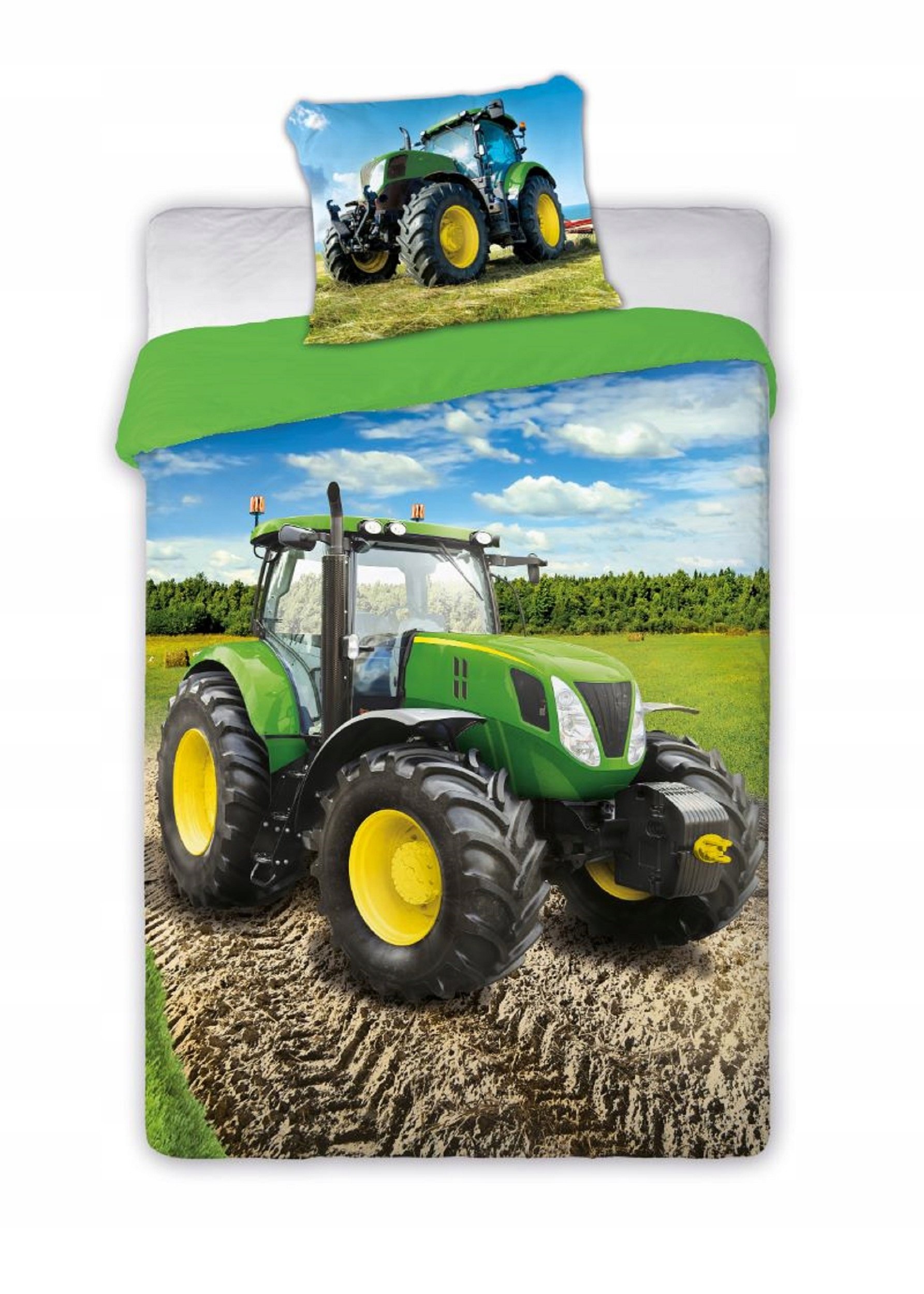 Pościel dziecięca duży Traktor na polu 160x200 100% bawełny