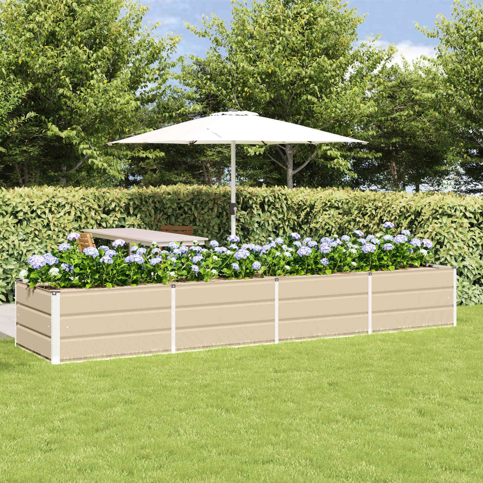 vidaXL Donica Kość słoniowa 320 x 80 x 45 cm Stal