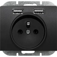 Gniazdka elektryczne - Abex Gniazdo Onyx 2xUSB czarny mat - miniaturka - grafika 1